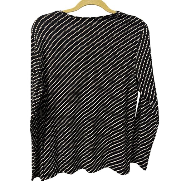 Chicos Womens Diagonal Stripe V-Neck Long Sleeve Top Size L Black & White 100% C - Picture 5 of 12